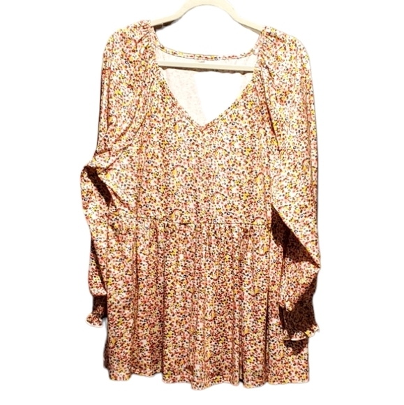 Floral Babydoll Pullover Top Blouse Dressy Floral Plus Size Pre-owned Women 2XL‎ - Picture 1 of 2